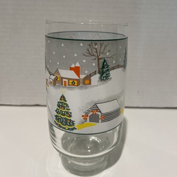 3 Vintage Sango Silent Night Holiday Tumblers Glasses Festive Village 12 & 16 Oz - Picture 5 of 9